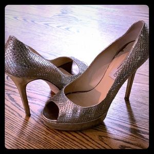 Jimmy Cho Champagne Glitter heels size 38.5
